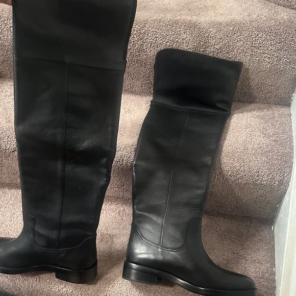 Black Leather over the Knee Boots - Picture 7 of 7